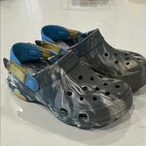 CROCS Kids Gray and Yellow Water Shoes